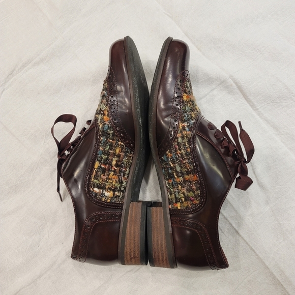 Clarks Narrative Hamble Oak Brogues Wing Tip Burgundy Shoes - Sz 9 - Picture 4 of 12